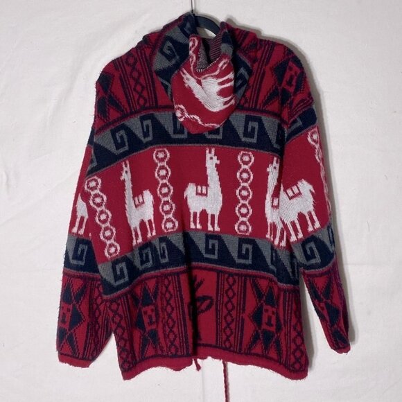 Tejidos Ruminahui Red Alpaca Zip Front Wool Sweater L - Picture 13 of 15
